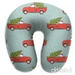 Travel Pillow Truck with Tree Red Mint Memory Foam U Neck Pillow for Lightweight Support in Airplane Car Train Bus - B07V3XNPTX